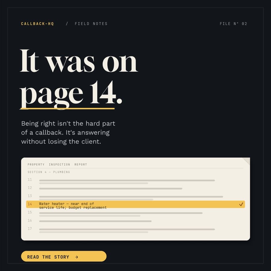 It was on page 14 — being right isn't the hard part of a callback